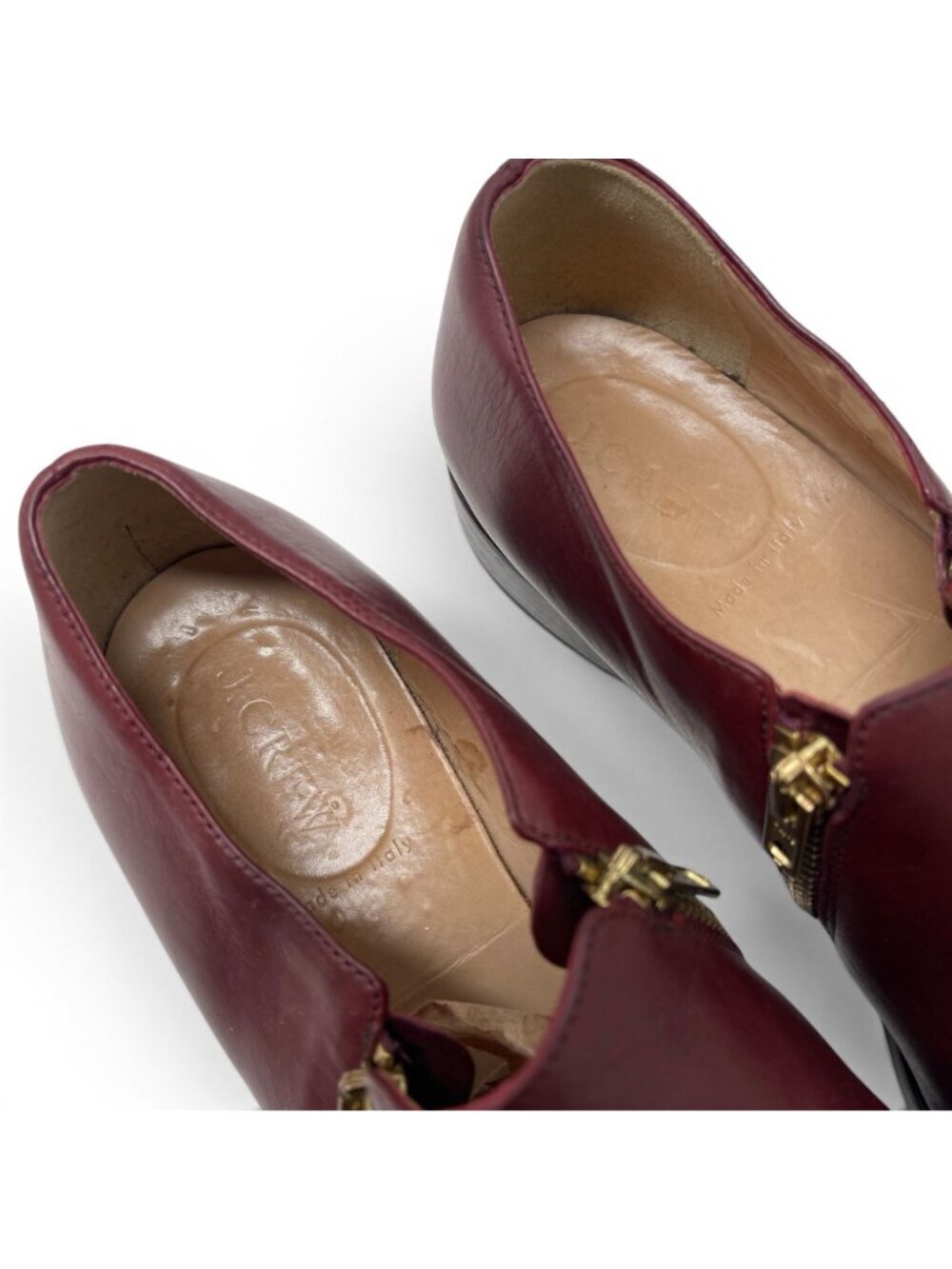 J.Crew Italian Leather Burgundy Zip Loafers Size 9 Minimalist Oxblood Shoes - Picture 6 of 9